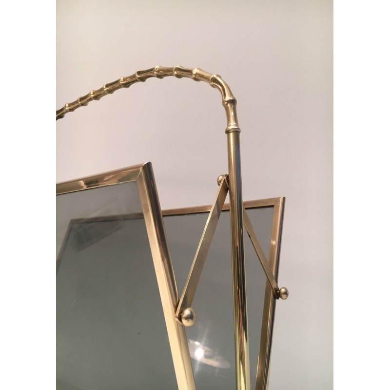 Porte-Revues Faux-Bambou Laiton Verre Teinté, Maison Baguès, v. 1940