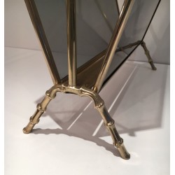 Porte-Revues Faux-Bambou Laiton Verre Teinté, Maison Baguès, v. 1940