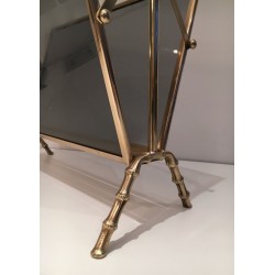 Porte-Revues Faux-Bambou Laiton Verre Teinté, Maison Baguès, v. 1940