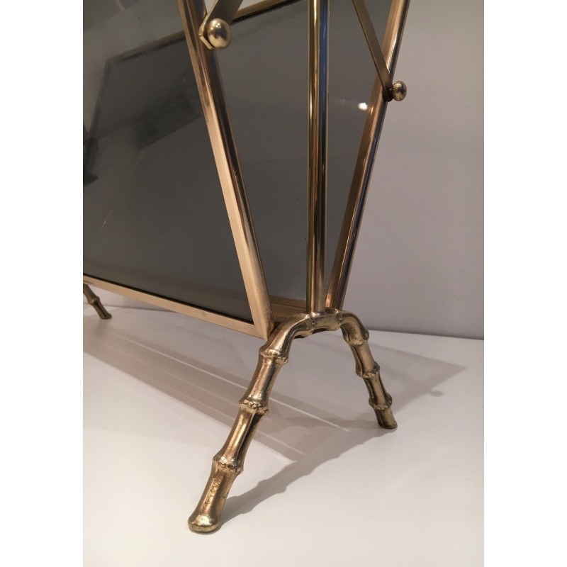 Porte-Revues Faux-Bambou Laiton Verre Teinté, Maison Baguès, v. 1940