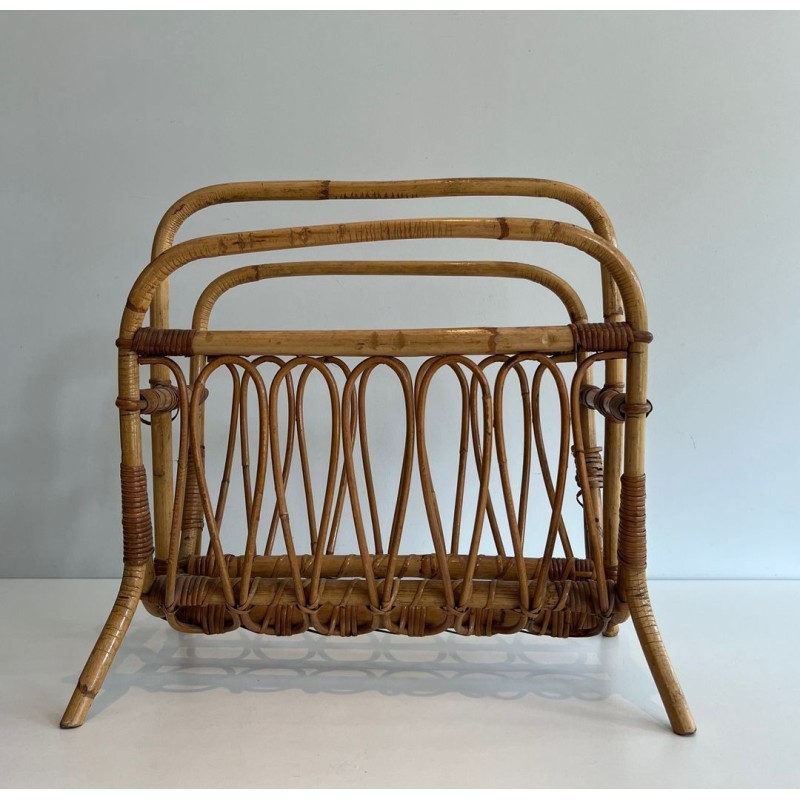 Porte-Revues en Rotin, Mid-Century Modern, vers 1950