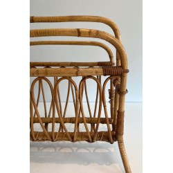 Porte-Revues en Rotin, Mid-Century Modern, vers 1950