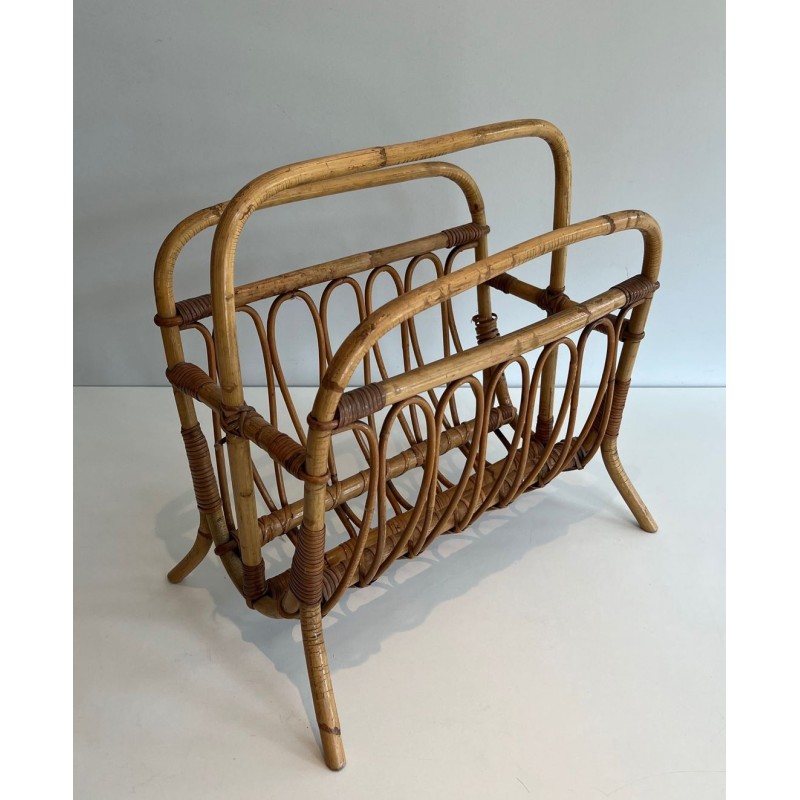 Porte-Revues en Rotin, Mid-Century Modern, vers 1950