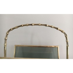 Pair of Bronze Faux-Bamboo Magazine Racks, Blue Glass, Maison Baguès, c. 1940