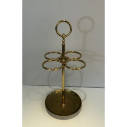 Round Brass Umbrella Stand, French, Belle Époque, c. 1900