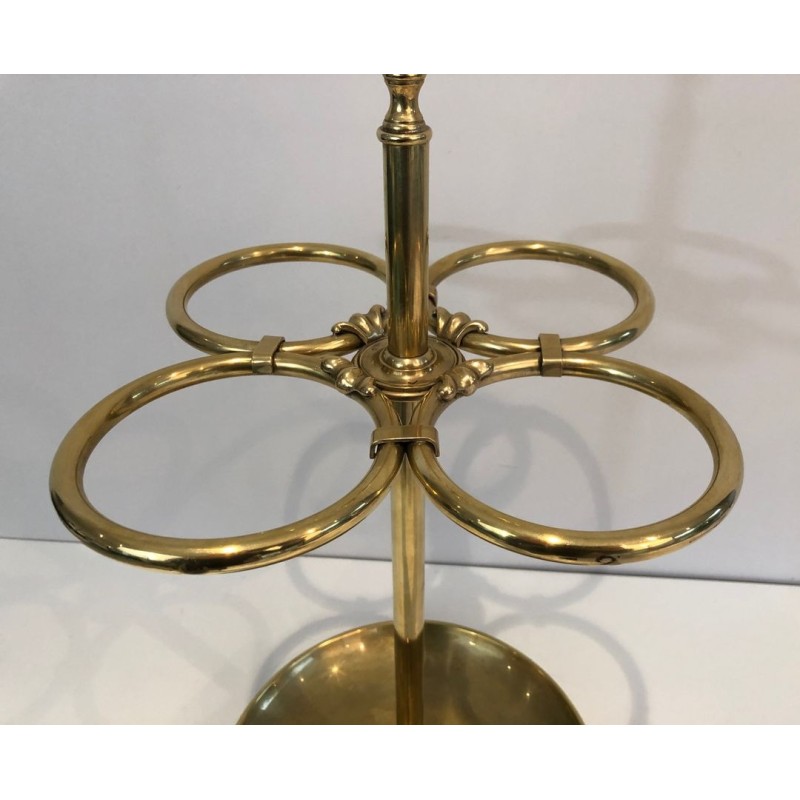 Round Brass Umbrella Stand, French, Belle Époque, c. 1900