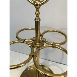Round Brass Umbrella Stand, French, Belle Époque, c. 1900