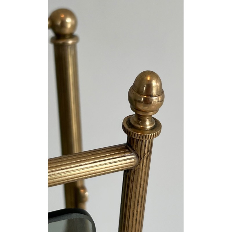 Porte-Revues Néoclassique Laiton et Verre Bleuté, Maison Jansen, v. 1940