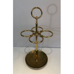 Round Brass Umbrella Stand, French, Belle Époque, c. 1900