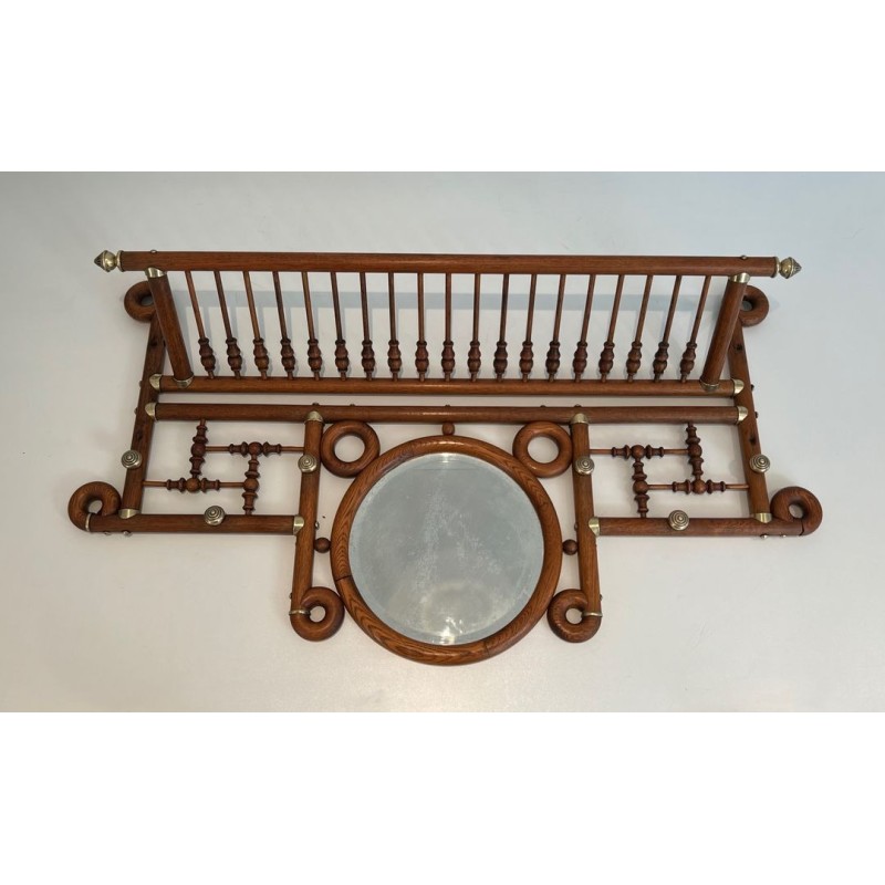 Porte-Manteaux Mural Bois Courbé et Laiton, Arts & Crafts, Autriche, v. 1900