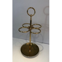 Round Brass Umbrella Stand, French, Belle Époque, c. 1900