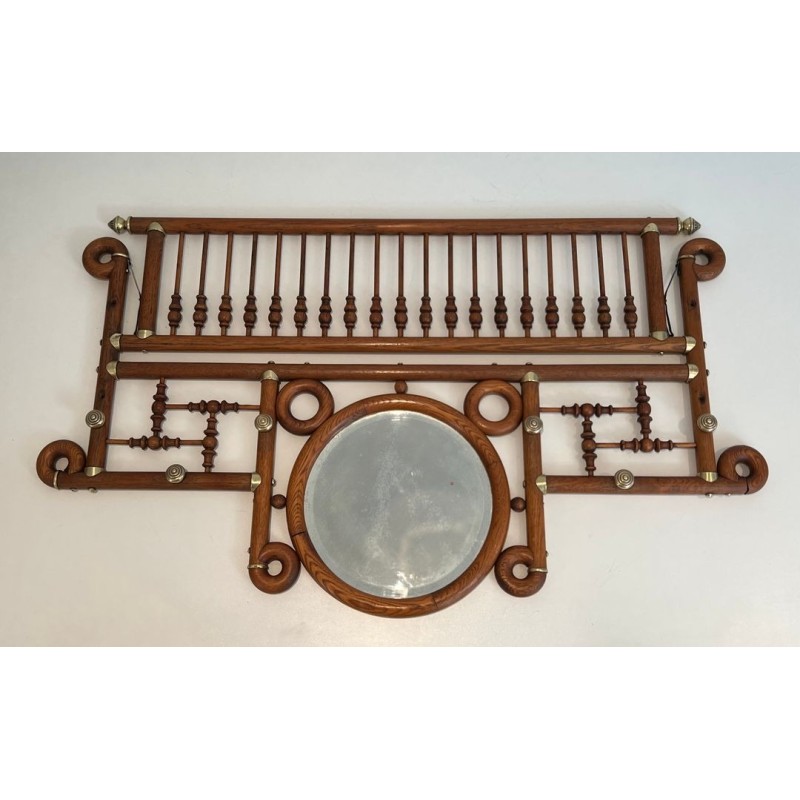 Bentwood & Brass Wall Coat Rack, Arts & Crafts, Austrian, c. 1900