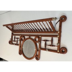 Bentwood & Brass Wall Coat Rack, Arts & Crafts, Austrian, c. 1900
