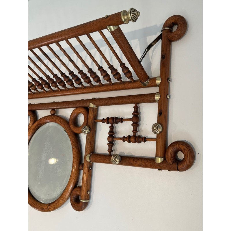 Bentwood & Brass Wall Coat Rack, Arts & Crafts, Austrian, c. 1900