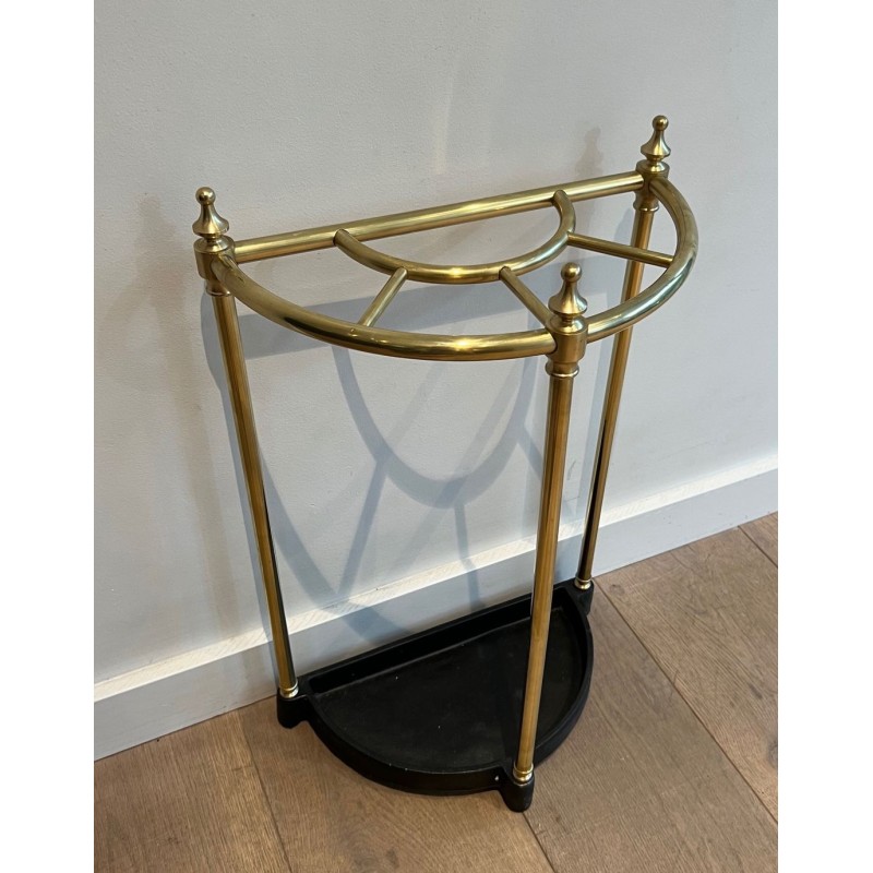 Oval Brass Umbrella Stand, French, Belle Époque, c. 1900