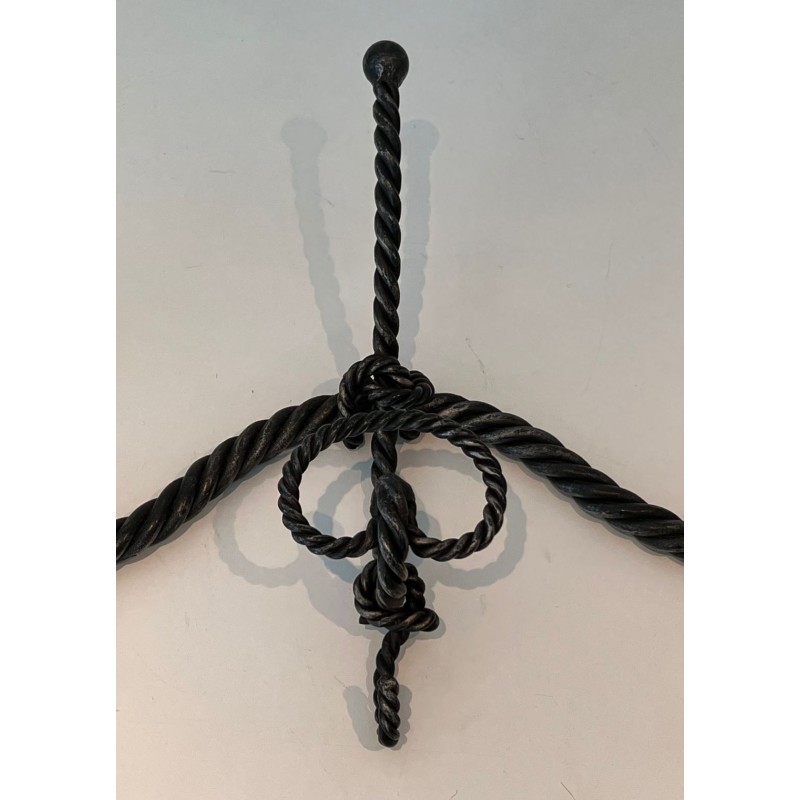 Twisted Wrought Iron Wall Coat Rack, French Ironwork, c. 1940