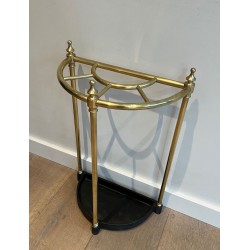 Oval Brass Umbrella Stand, French, Belle Époque, c. 1900