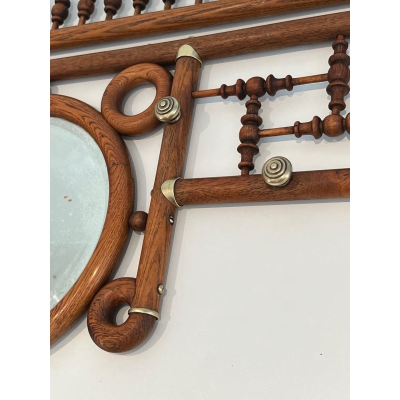 Bentwood & Brass Wall Coat Rack, Arts & Crafts, Austrian, c. 1900