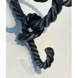 Twisted Wrought Iron Wall Coat Rack, French Ironwork, c. 1940