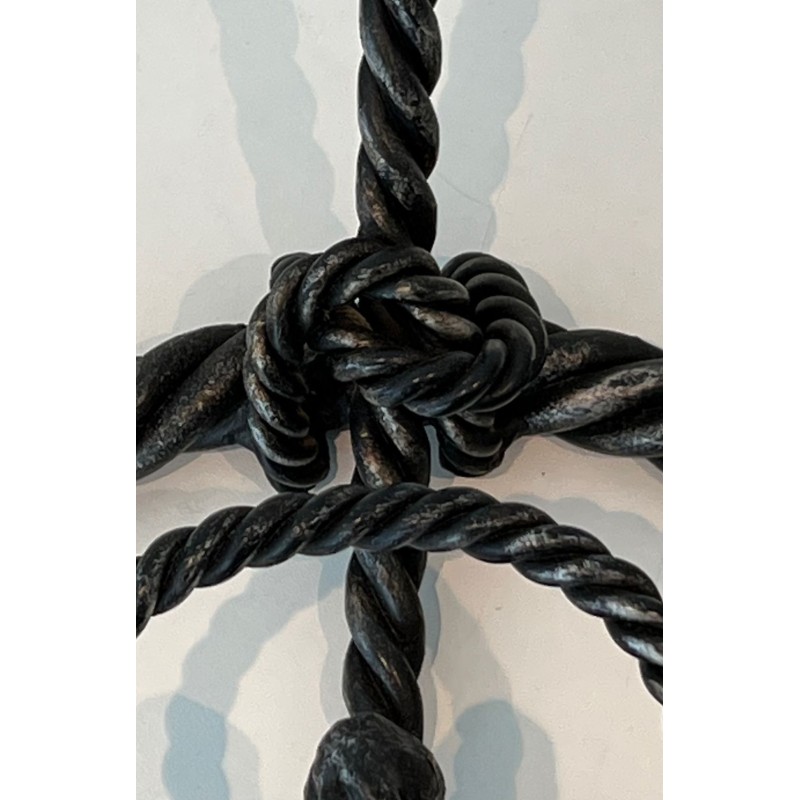 Twisted Wrought Iron Wall Coat Rack, French Ironwork, c. 1940