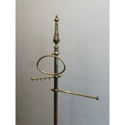 Neoclassical Freestanding Brass Towel Rack, French, c. 1940