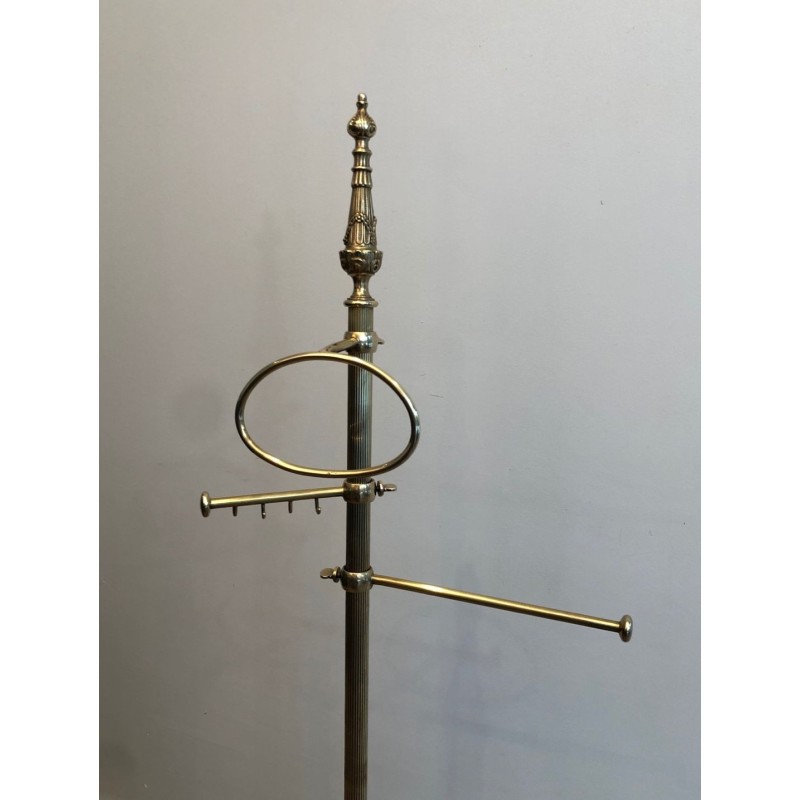 Neoclassical Freestanding Brass Towel Rack, French, c. 1940