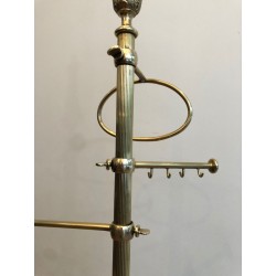 Neoclassical Freestanding Brass Towel Rack, French, c. 1940