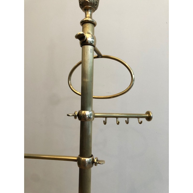Neoclassical Freestanding Brass Towel Rack, French, c. 1940