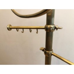 Neoclassical Freestanding Brass Towel Rack, French, c. 1940