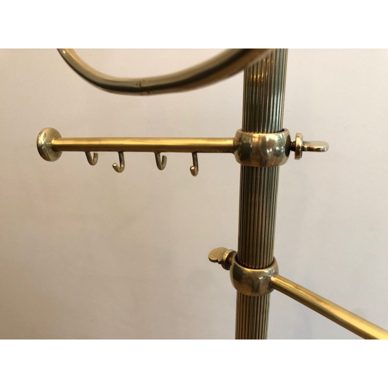 Neoclassical Freestanding Brass Towel Rack, French, c. 1940