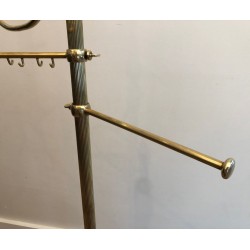 Neoclassical Freestanding Brass Towel Rack, French, c. 1940