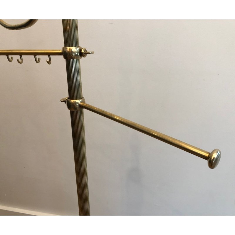 Neoclassical Freestanding Brass Towel Rack, French, c. 1940