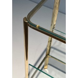 Porte-Revues Bronze Poli et Verre, Signé Lepelletier, Estampillé Broncz, v. 1970
