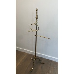 Neoclassical Freestanding Brass Towel Rack, French, c. 1940
