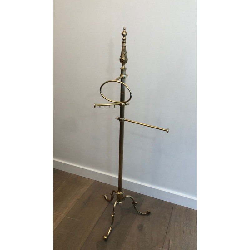 Neoclassical Freestanding Brass Towel Rack, French, c. 1940