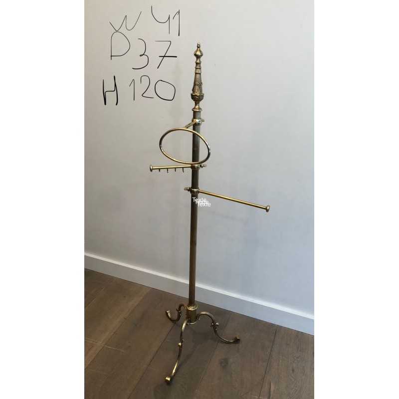Neoclassical Freestanding Brass Towel Rack, French, c. 1940