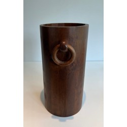 Brutalist Solid Wood Umbrella Stand, French, c. 1950