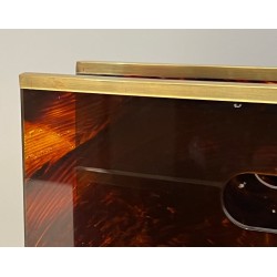 Porte-Revues Plexiglass Façon Écaille et Laiton, France, v. 1970