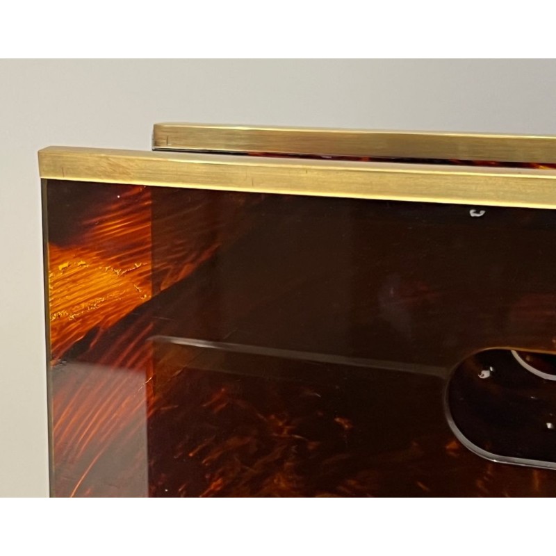 Porte-Revues Plexiglass Façon Écaille et Laiton, France, v. 1970