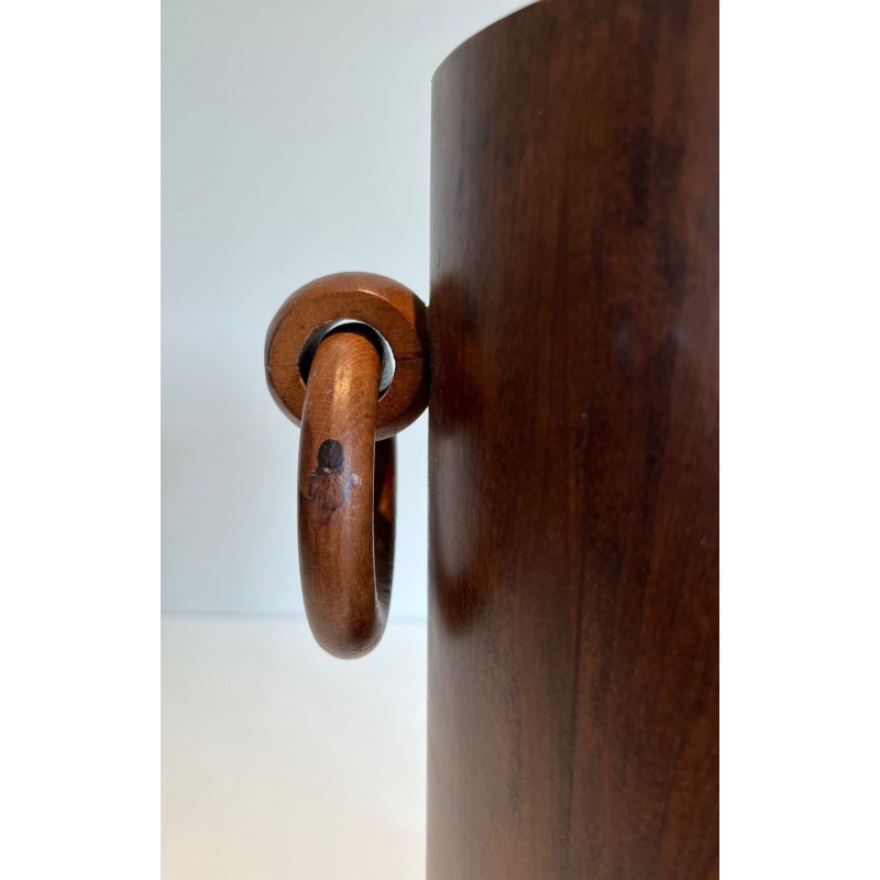 Brutalist Solid Wood Umbrella Stand, French, c. 1950