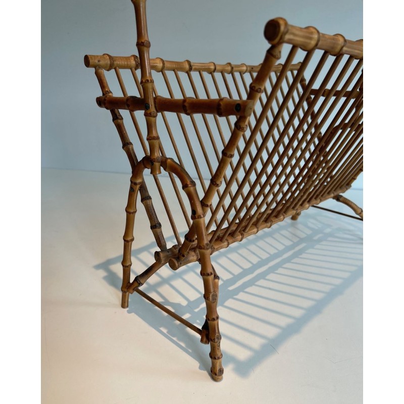 Porte-Revues Rotin Façon Faux-Bambou, France, v. 1950