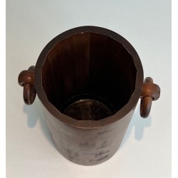 Brutalist Solid Wood Umbrella Stand, French, c. 1950