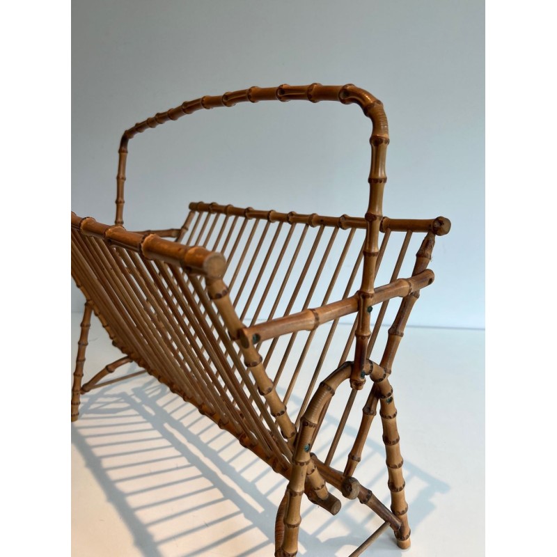 Porte-Revues Rotin Façon Faux-Bambou, France, v. 1950
