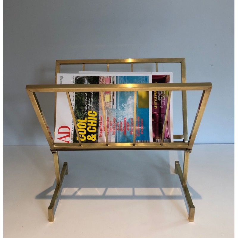 Brass Magazine Rack, Mid-Century Modern, French, 1970 | Maison BARROIS