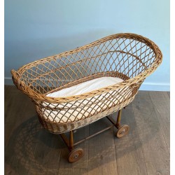 Rattan Cradle on Casters, French, circa 1950 | Maison BARROIS