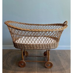 Rattan Cradle on Casters, French, circa 1950 | Maison BARROIS