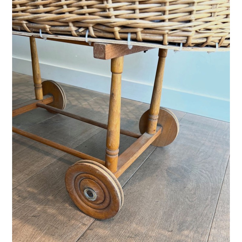 Rattan Cradle on Casters, French, circa 1950 | Maison BARROIS