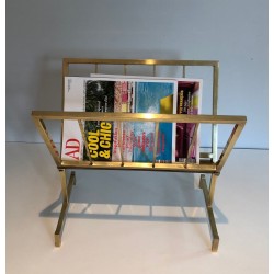 Brass Magazine Rack, Mid-Century Modern, French, 1970 | Maison BARROIS