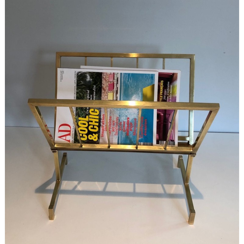 Brass Magazine Rack, Mid-Century Modern, French, 1970 | Maison BARROIS