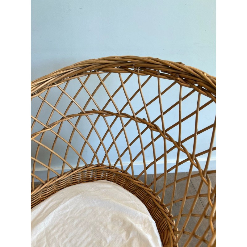 Rattan Cradle on Casters, French, circa 1950 | Maison BARROIS